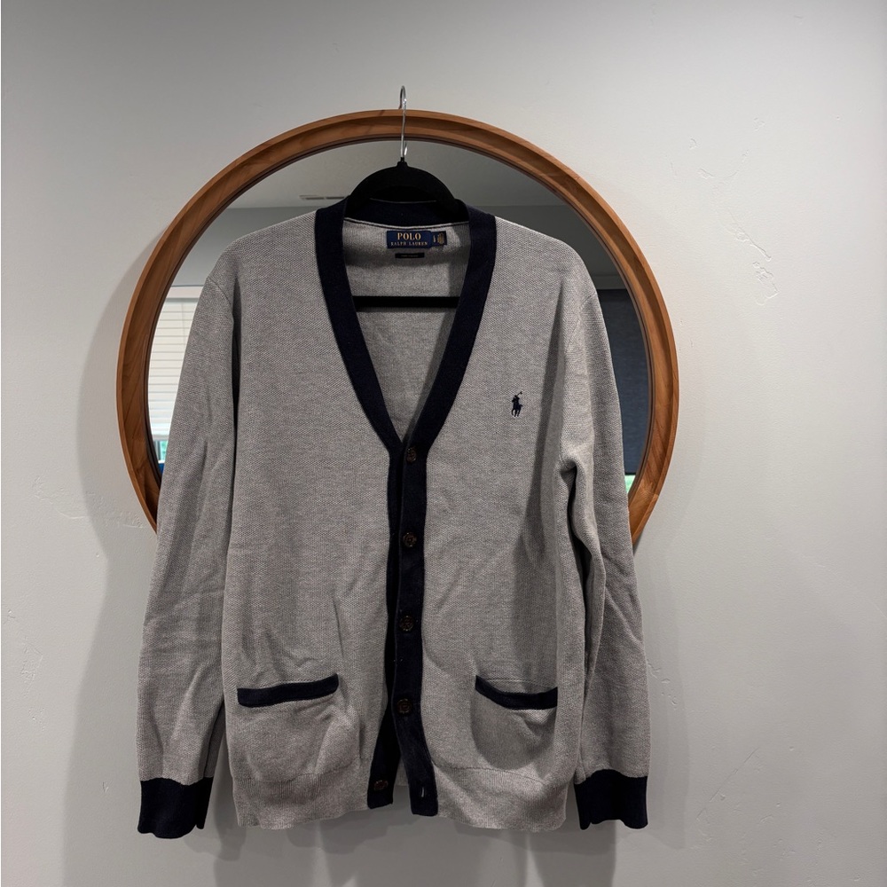 Polo Ralph Lauren Pima Cotton Cardigan – Gray/Navy